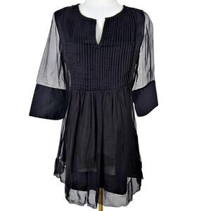 Gretchen Scott Dazzle Me Black Sheer Lined Tunic Blouse NWT Southern